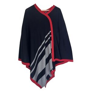 Misook Poncho Pullover Poncho Quiet Luxury Black/Red/Gray size S/M
